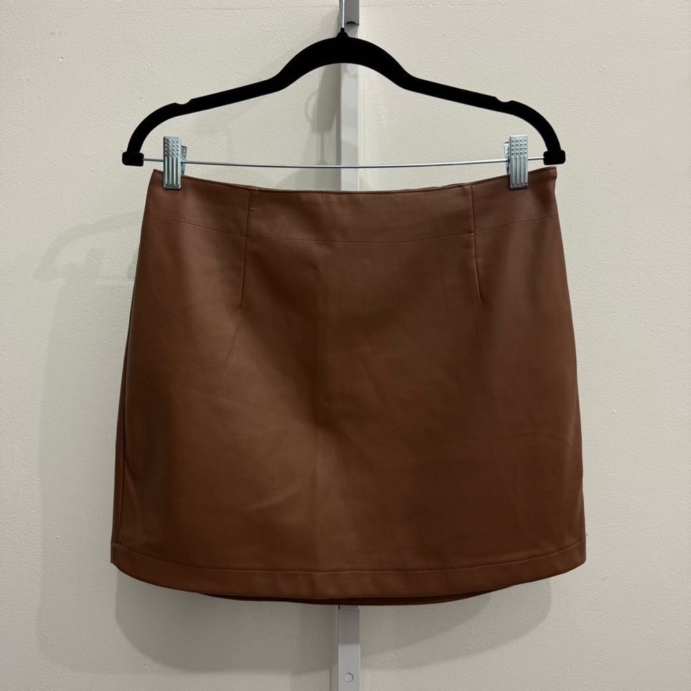 Abercrombie & Fitch Brown Faux Leather Mini Skirt